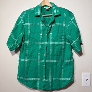 Vintage Christian Dior Separated Green Plaid Shirt size 12